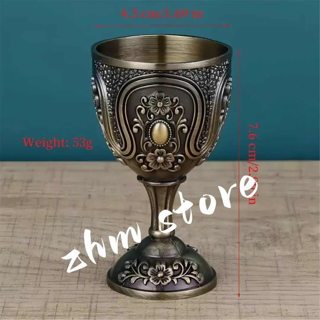 1pc European Goblet, Alloy Vintage Portable Chalice, Carved Mini Spirit Vodka Cup