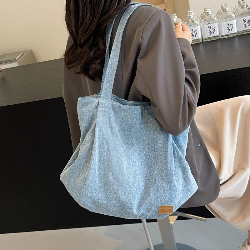 

Fashion Denim Women's Bag High Quilted Shoulder Bag Black Tote Bag New Jeans Handbag Shopper Eco Bag Korean Messenger Bag Y2K