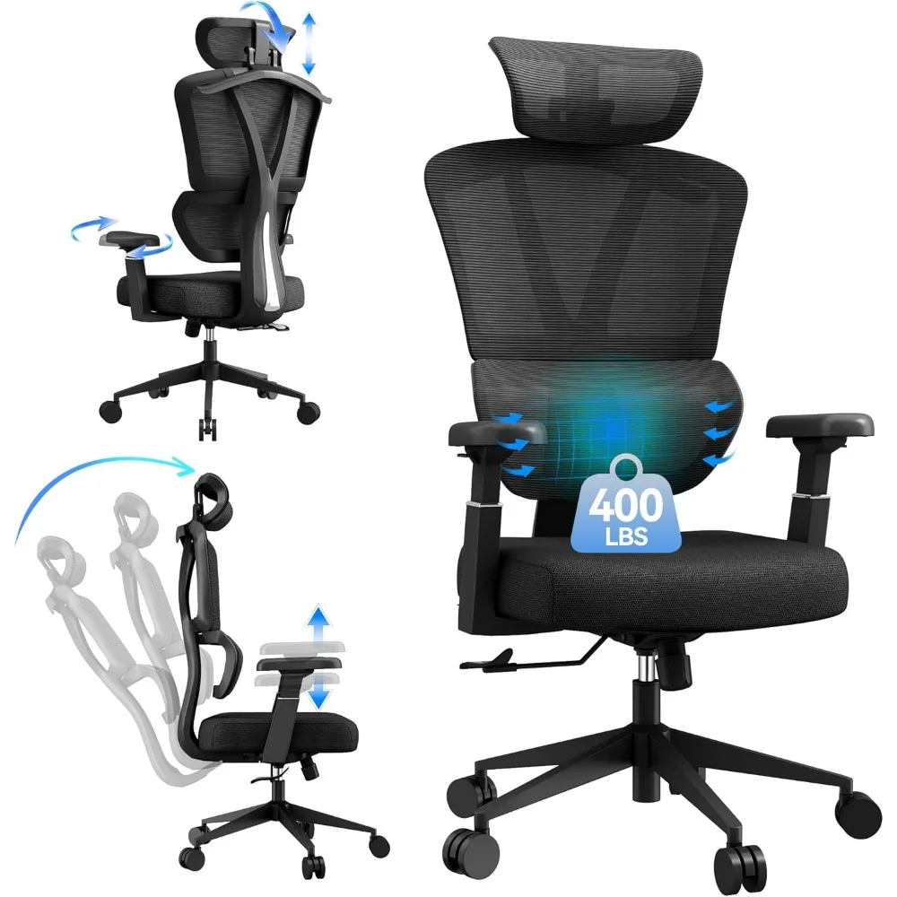 

ergonomic mesh office chair -400 lbs big and tall desk chair ergonomic office chair with lumbar support, comfortable computer &