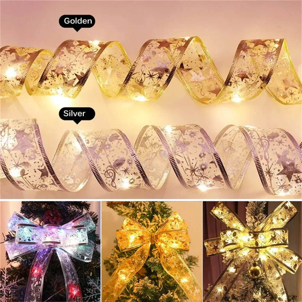 1Pack 2/5/10M Christmas Ribbon Lights Mini Lights Copper Wire Fairy String Lights For Party Weddings Christmas Tree Decortion