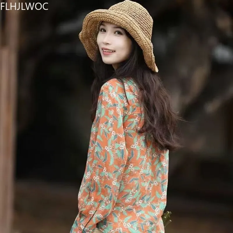 Hauts en coton et lin pour filles, chemisiers de Village rustique, Style campagnard, japon Mori, mignon, doux, imprimé Floral, rétro, Vintage, chemises de base