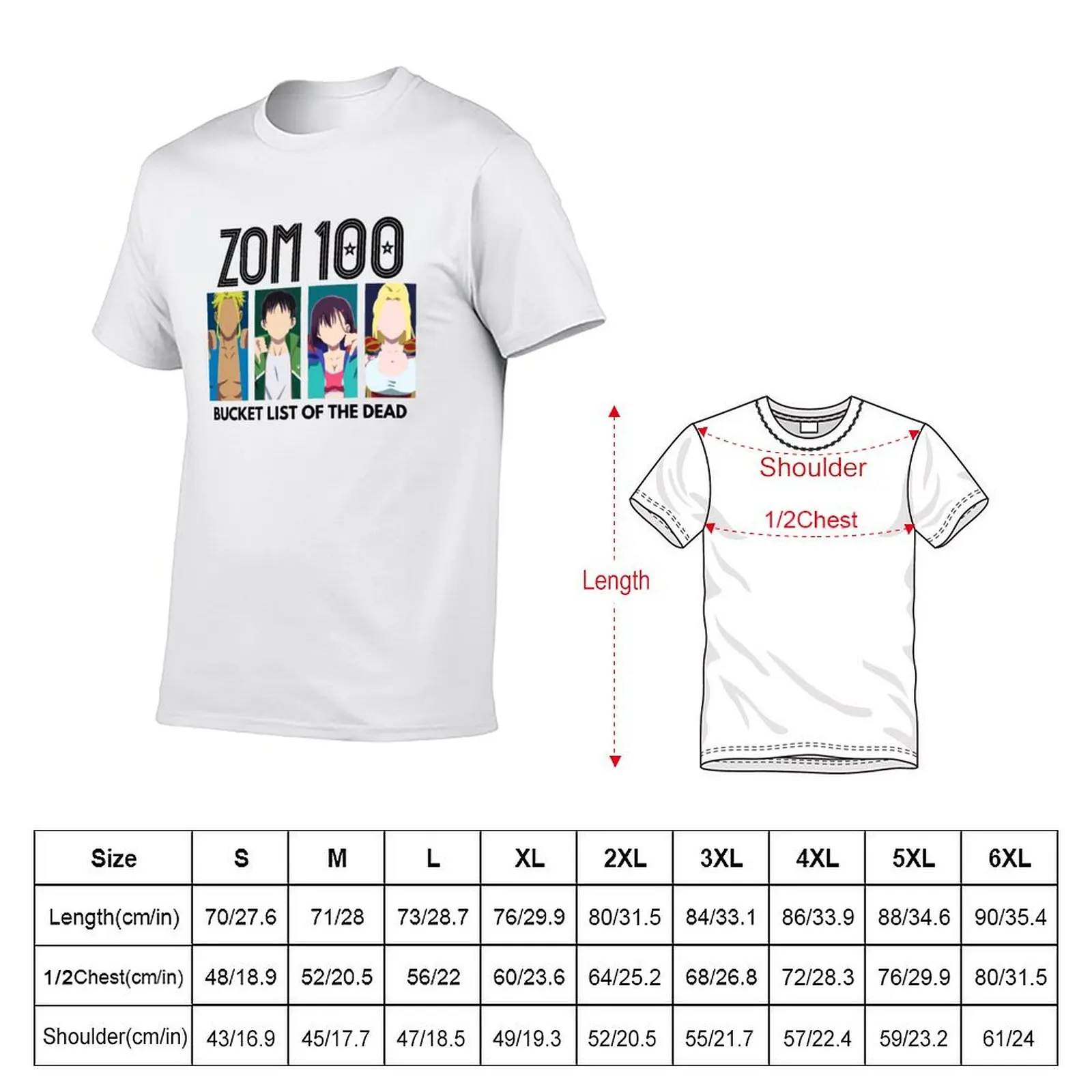 Zom 100 bucket list of the dead - zom 100 characters T-Shirt Breathable Basic Cotton T-Shirt