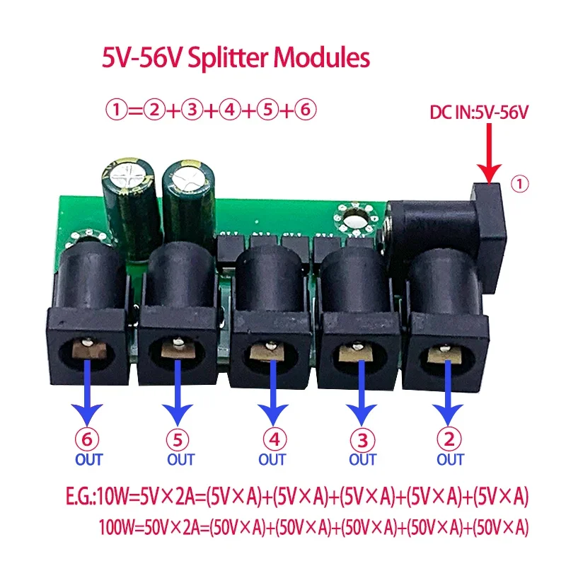 โมดูลตัวแยกแรงดันไฟฟ้า5V-56V หนึ่งถึงห้า