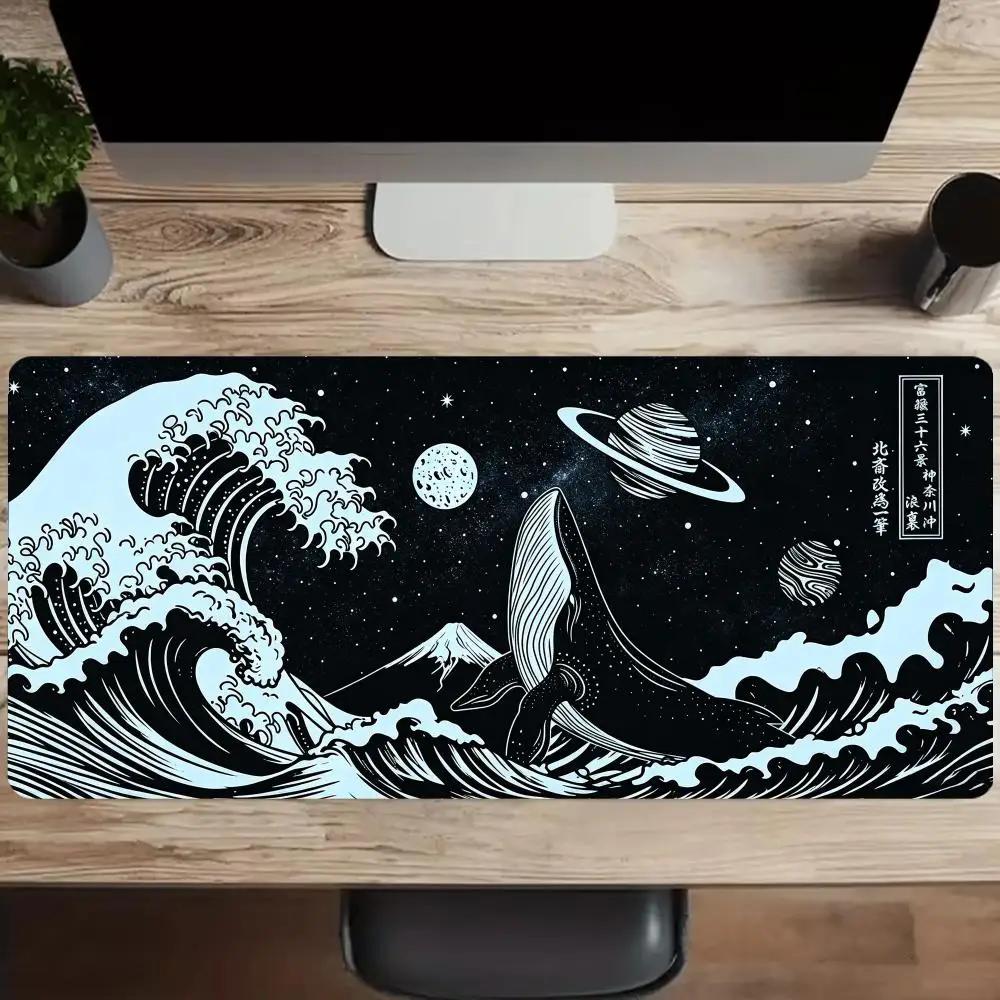 Space of Kanagawa Surfing Mouse Pad Desk Accessories Desk Mat Gaming Mats Setup Mouse Pads Mousepad Rug Laptop Desktop Decor