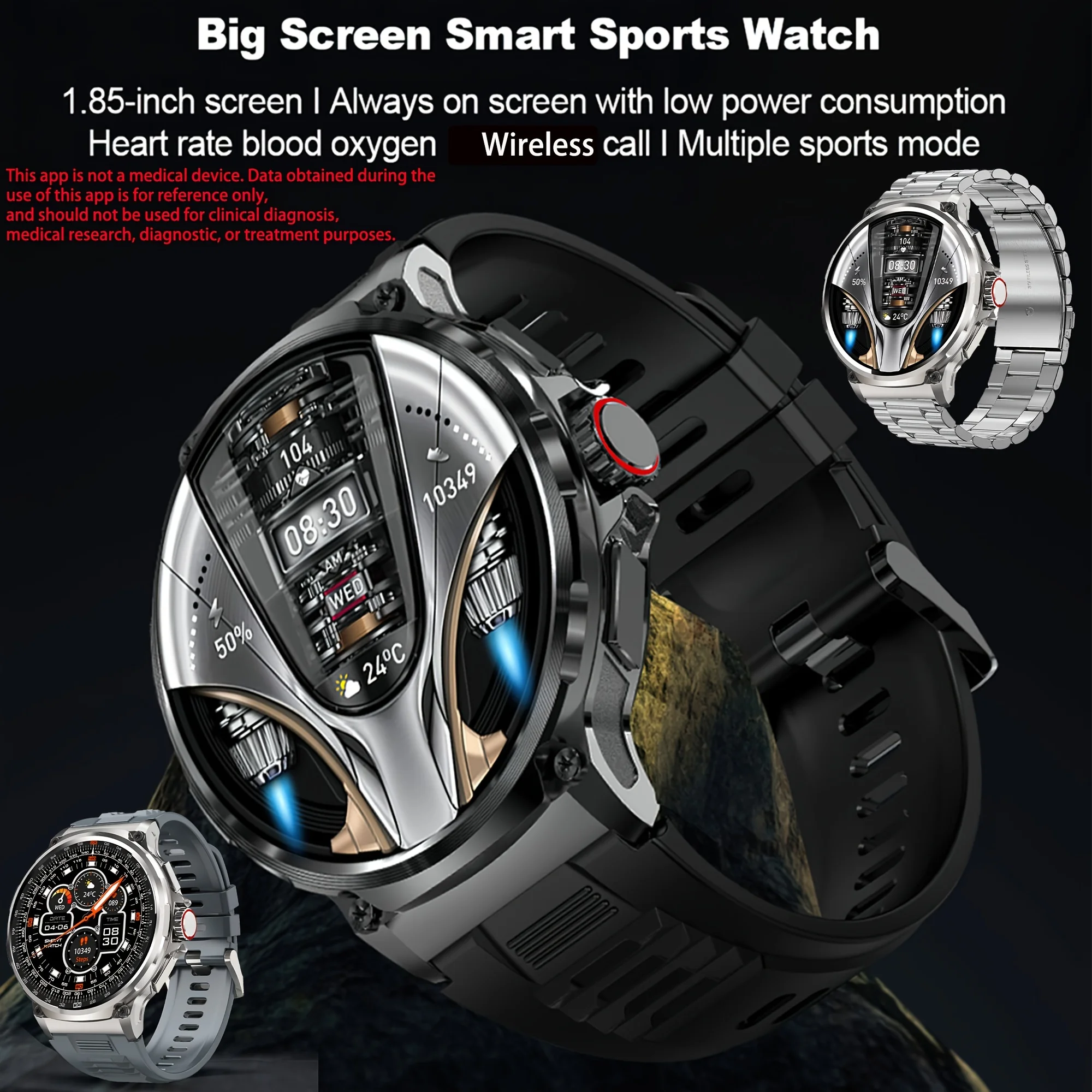 Men'S Smart Watch (Answer/Dial Calls), Fitness Tracker Smartwatch for Android And Iphone, 1.85" Activity Tracker with Calorie Monitoring, Men'S Smart Watch with Call Integration, Wireless Calling Smart Watch, Smart Watch Featuring 2 Bands view 4