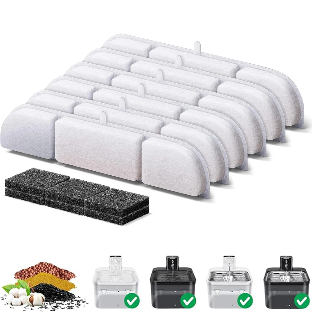 6/8/12/14/16PCS Activated Carbon Replacement Filters For Pet Automatic Drinking Fountain Battery Operated Cat Water Fountain