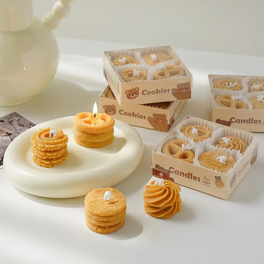 Biscuit candles, cookie scented candles gift box gift creative candles ins set gift modeling wax, holiday decoration