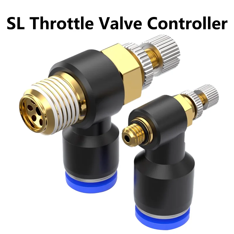 20/50/100PCS 1/8 1/4 3/8 1/2 Air SL Speed Control adjustable Pneumatic Fitting Controller Throttle Valve 4 6 8 10mm Hose Tube 