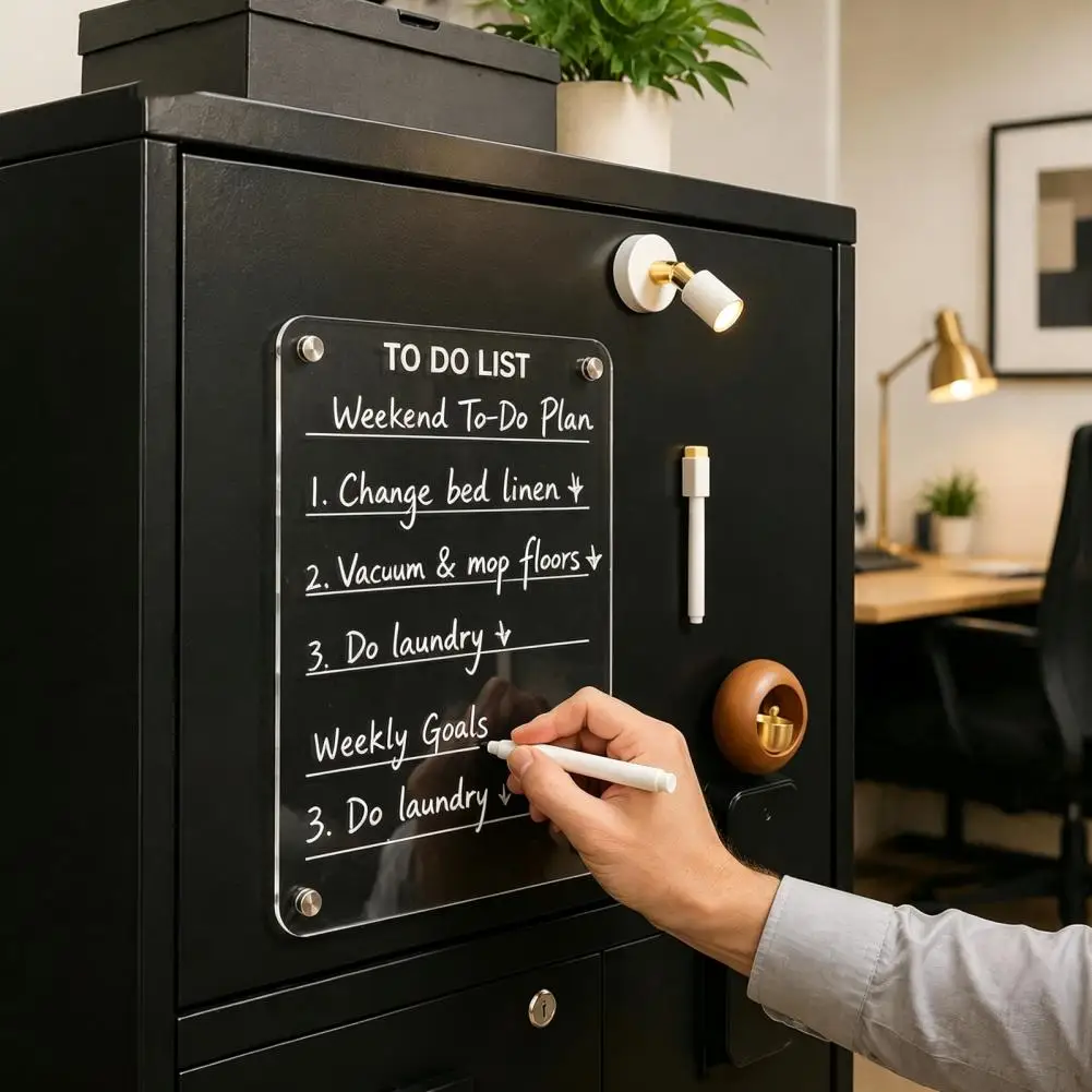 Magnetic Acrylic Refrigerator Calendar 12x8 Acrylic Magnetic Planning Board Weekly Meal Planner for Refrigerator Dry Erase Menu