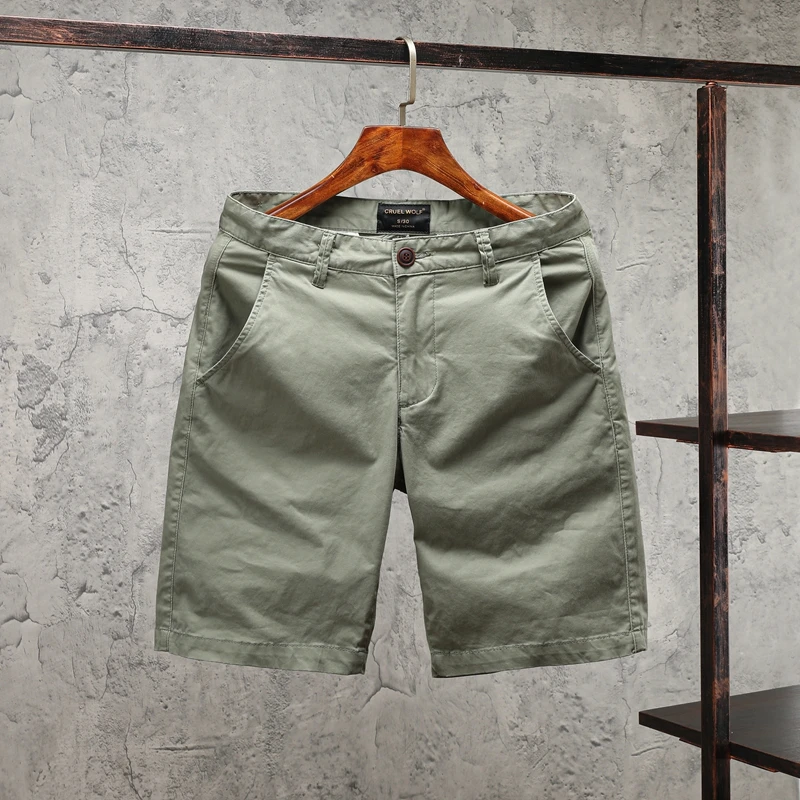 

Summer Casual Workwear orts Five-Quarter Elastic Loose Fit Cotton Blend Busin Casual Pure Color Versatile Mid-Waist Pants