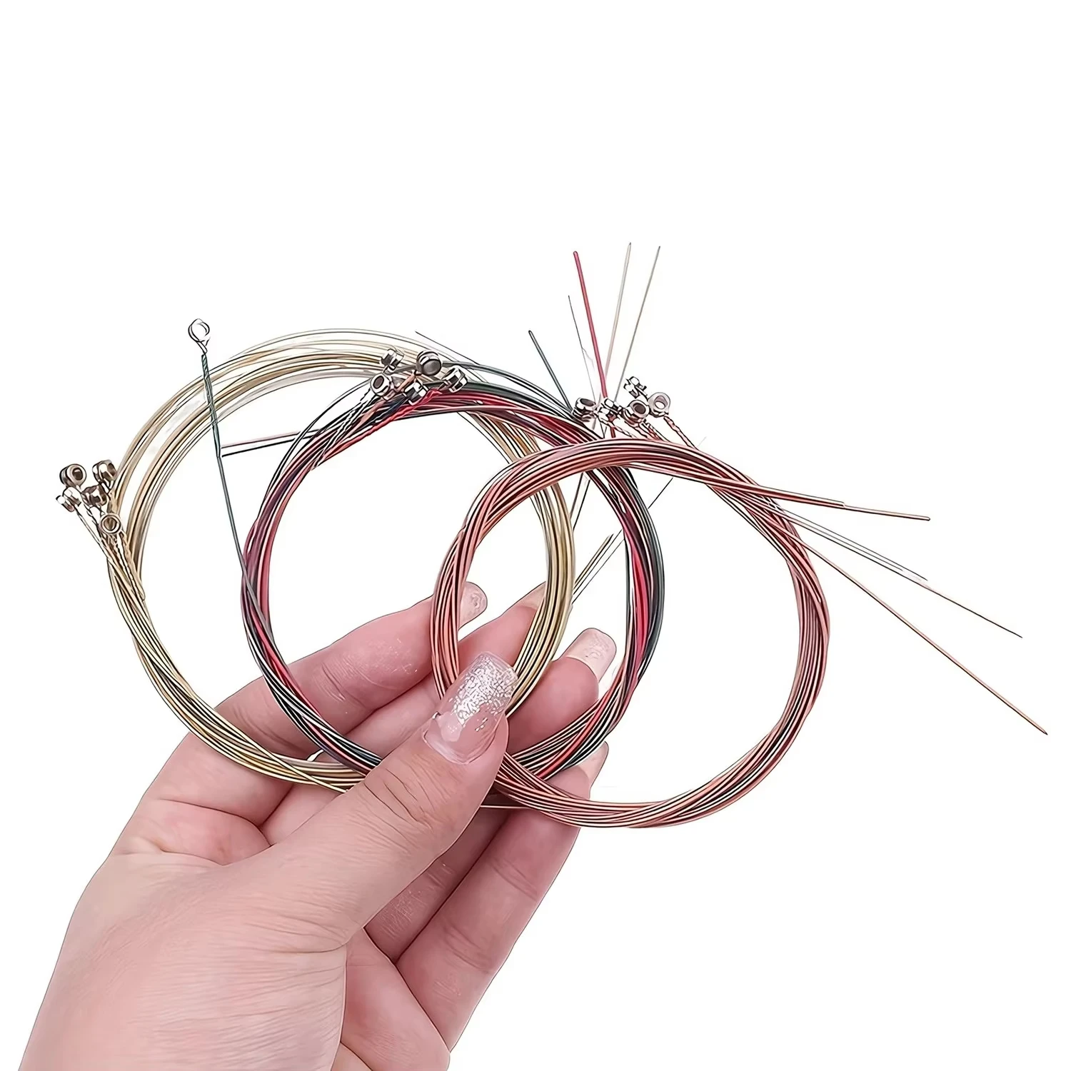 6-Piece Rainbow Acoustic Guitar Strings (E-A Range) - Durable & Bright-Toned Accessories for Folk and Classic Guitars