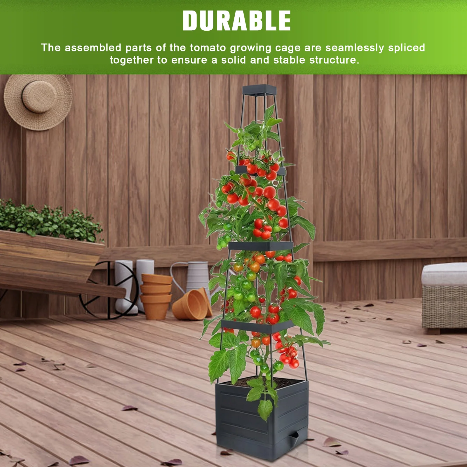 

Raised Garden Bed Planter Box with Trellis Tomato Planters Self-Watering Planter Box for Climbing Plants