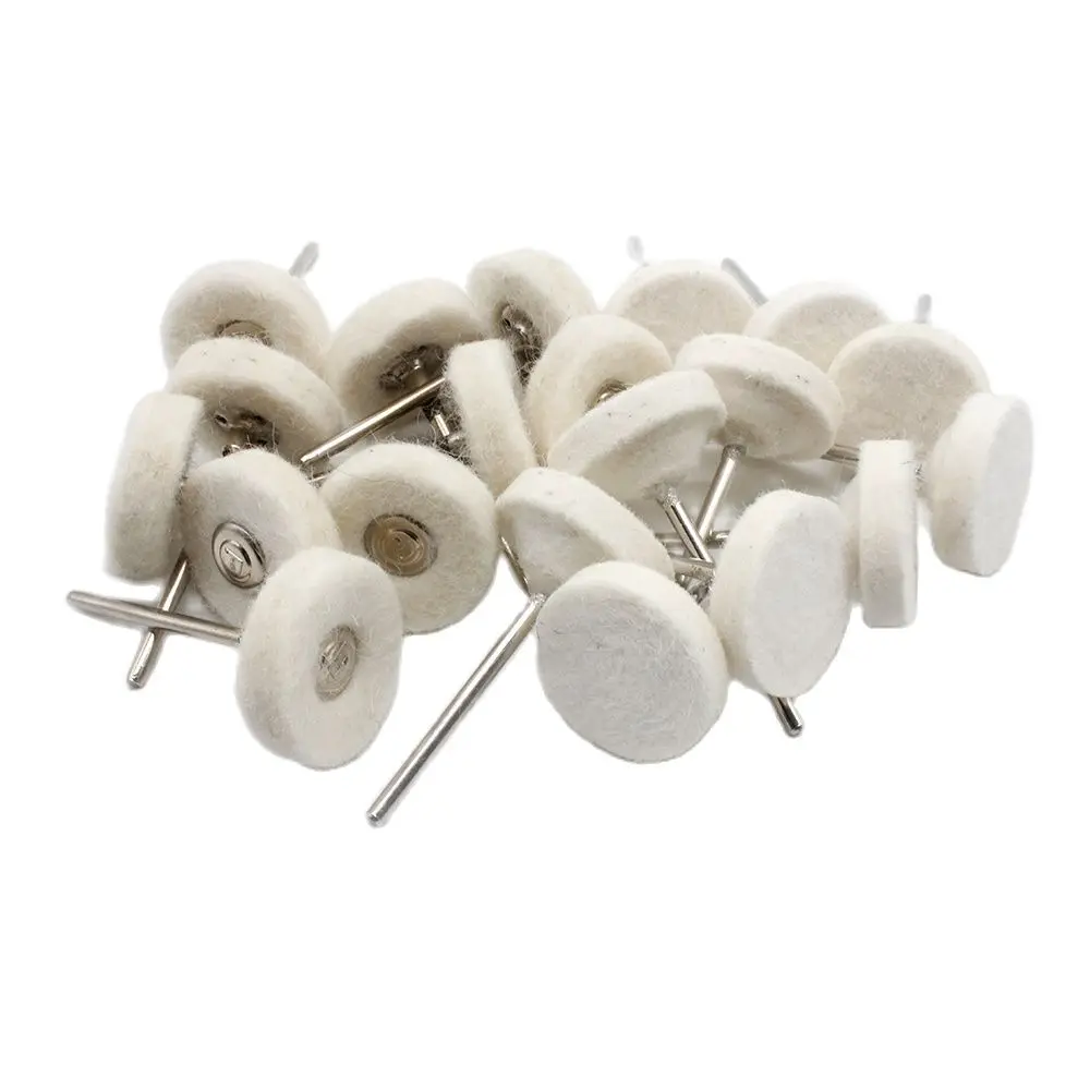 20PCS Jewelry Polishing Brush Cotton Wool Felt Grinding Sanding Head Abrasive Buffing Wheel 2.35MM Shank Drill Rotary Tool