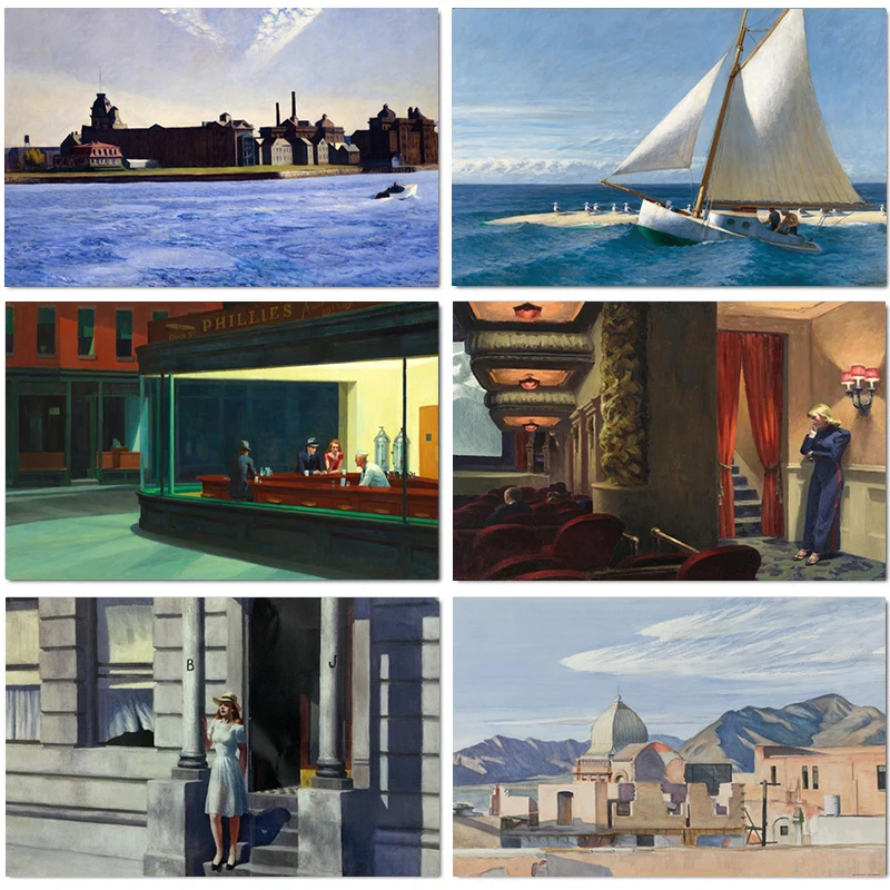 Edward Hopper Realistic Master Painter Life Landscape Artwork Canvas Painting Wall Pictures for Living Room Bar Cafe Home Decor