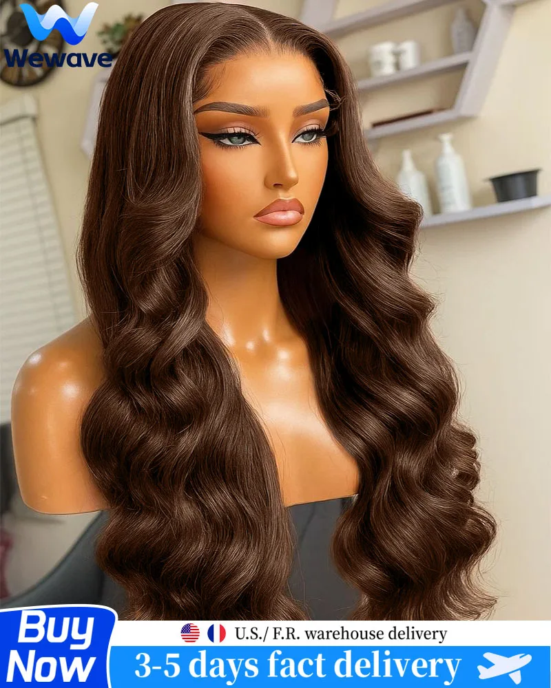 

Wewave Объемная волна Парики из человеческих волос Коричневый парик 13x6 13x4 Hd Кружевной фронтальный парик Отбеленные детские волосы с узлом 36 дюймов Плотность 200%