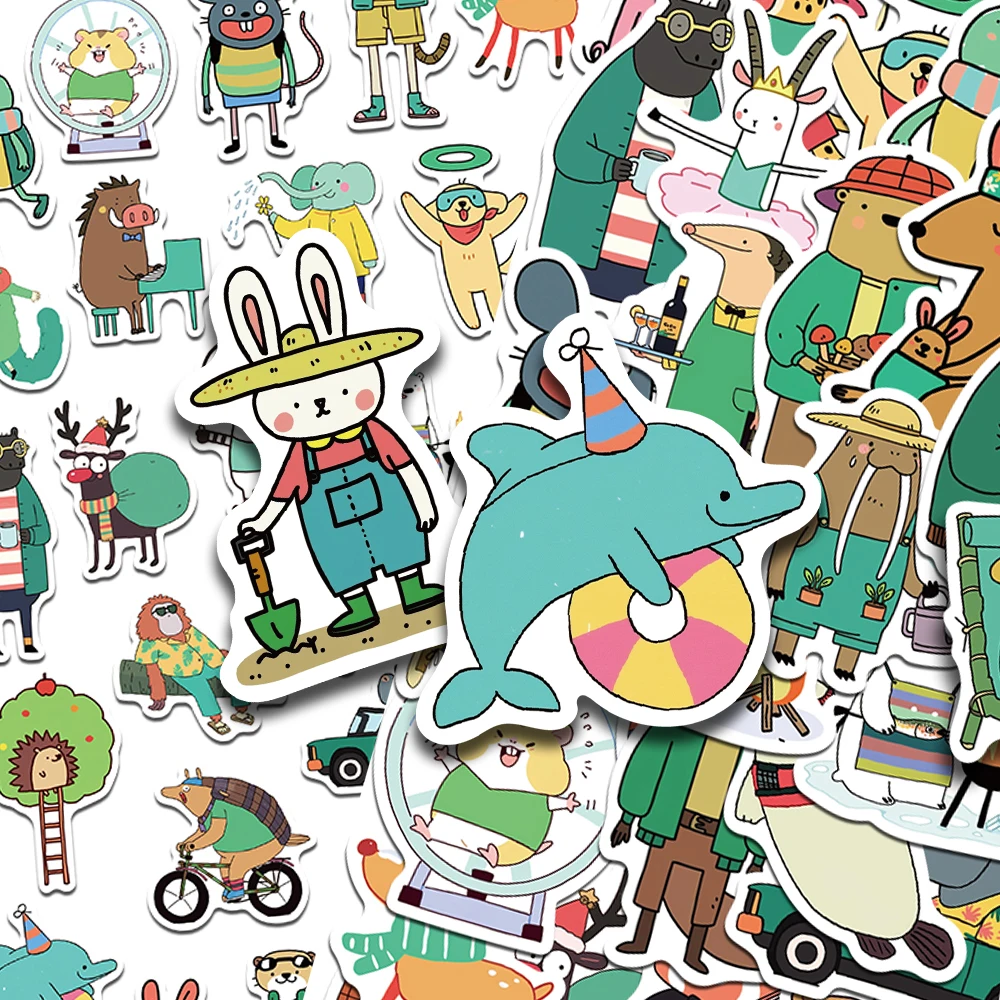 50 Stück lustige Tiere Aufkleber Aufkleber für Laptop Notebook Gepäck Skateboard Gitarre DIY Cartoon wasserdichte Aufkleber kreative Geschenke