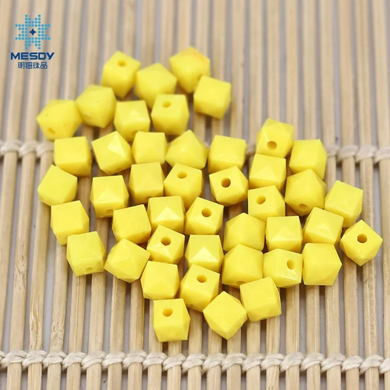 Acrylic Square 8mm 10mm Solid Color Beads Paper Towel Box Table Lamp Material Jewelry Making Handmade Diy Bracelet Accessories