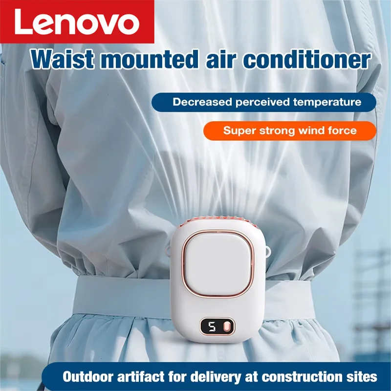 

Lenovo New Waist-Worn Mini Fan Powerful Neck-Worn Mini USB-Rechargeable Fan with 5-Speed Settings and Waist-Worn Design Gift