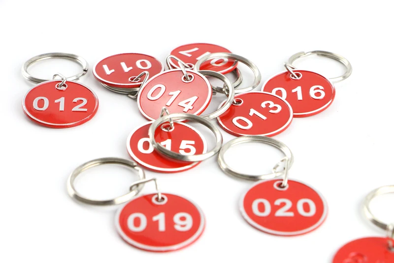 30x1.2mm Metal Sign Keychain Signage With Ring Digital Label Tag Number Card Plate With Key Chain