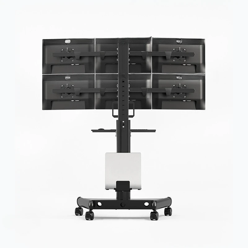Six-screen monitor bracket, floor-to-ceiling mobile cart, desktop base.
