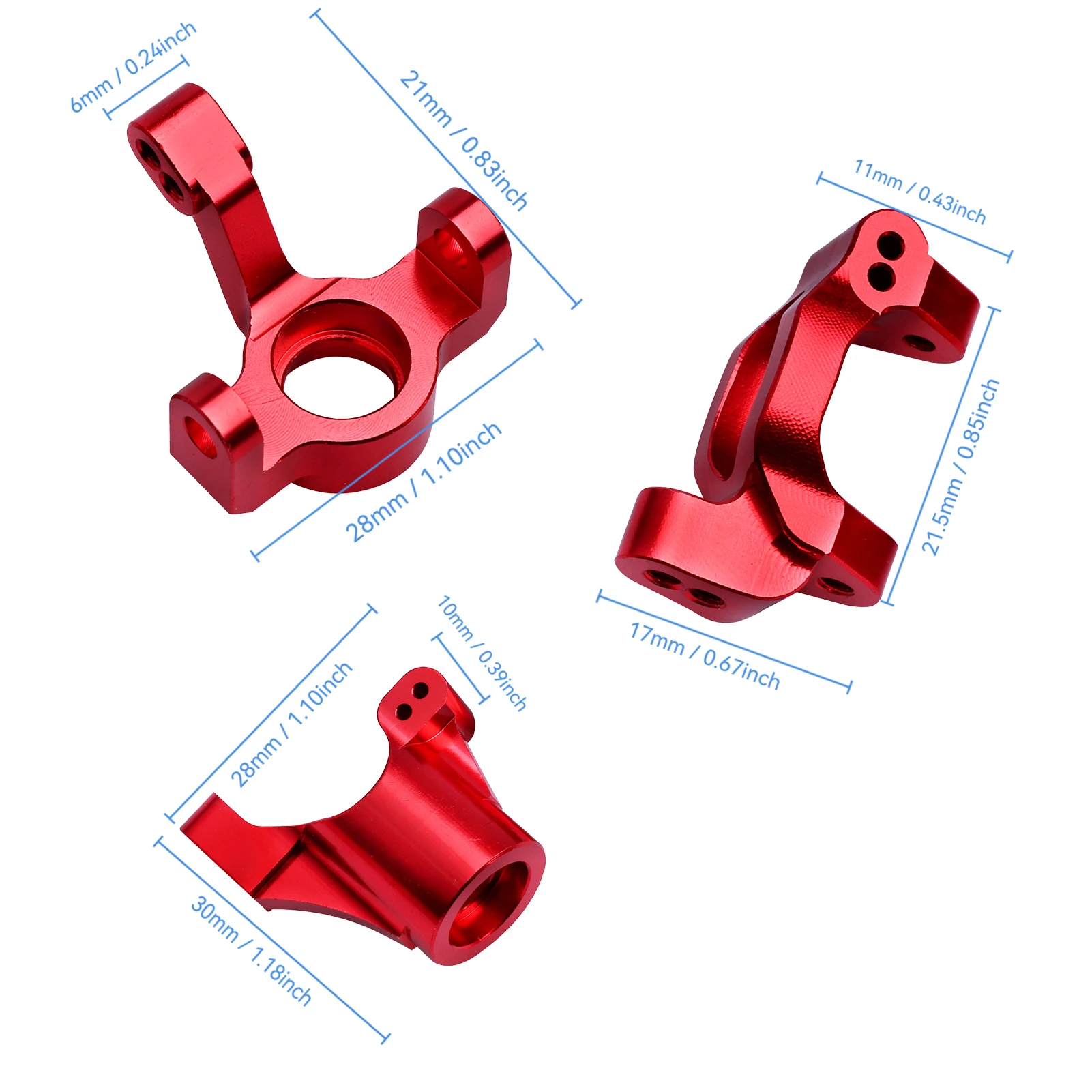 HobbyPark Aluminum Steering Block Stub Axle Carriers Knuckles Upgrade for 1/18 Traxxas LaTrax Teton Replace 7532 7552X