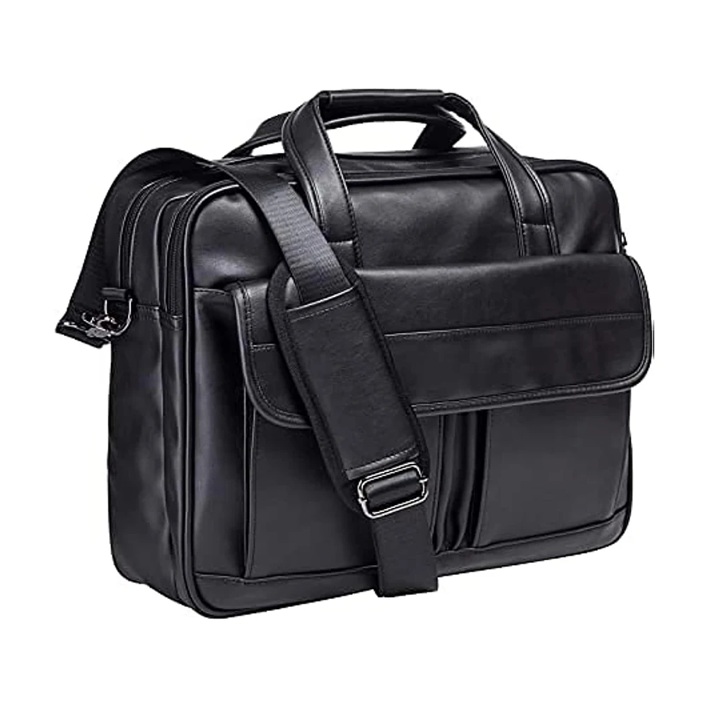 Men\'S Genuine Leather Vintage Laptop Messenger Briefcase Bag Satchel 17.3 Inch Computer Handbag Business Shoulder Bag