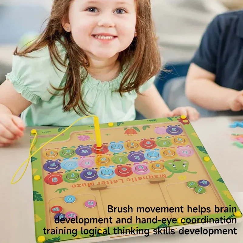 Montessori Giocattoli per bambini 2-in-1 Numero magnetico Lettera Accoppiamento Labirinto Apprendimento Giocattoli educativi Bambini Tavolo da disegno in legno Giocattoli Regali