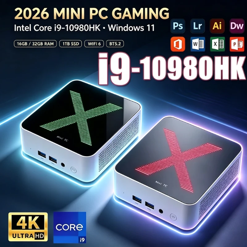 New Mini PC Core i9 10980HK Windows 11 Computer 16GB RAM 1TB M.2 SSD Portable Gaming Computer 60Hz 4K HD Mini Desktop PC Gamer