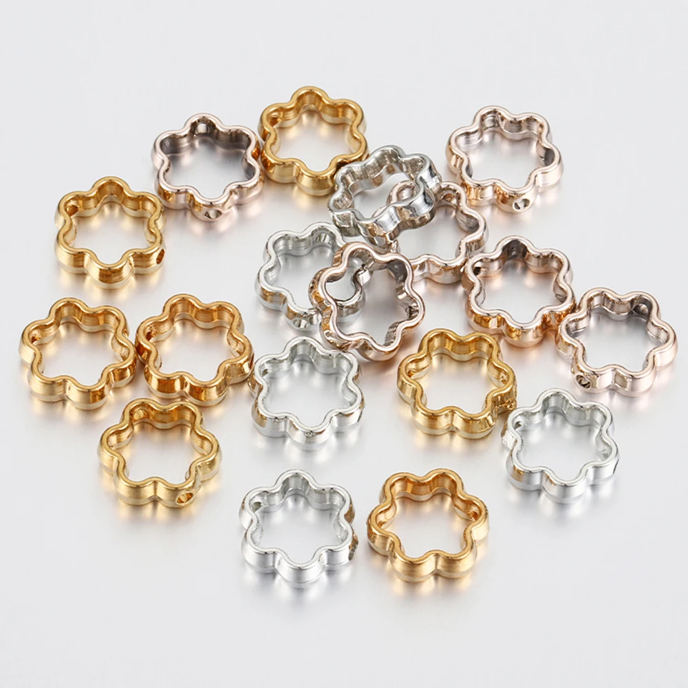 

50pcs Two Hole CCB Flower Frame Spacer Beads DIY Necklace Bracelet Earrings Connectors Pendants Jewelry Accessories