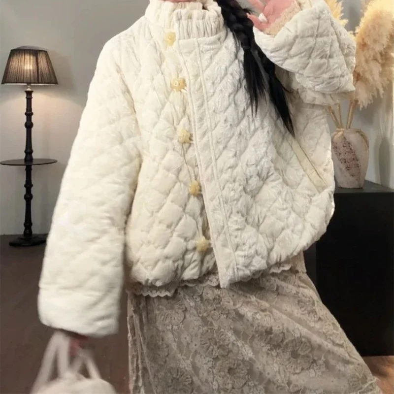 Irregular Diagonal Placket Warm Cotton Clothes Women's Small New Cotton-padded Coat