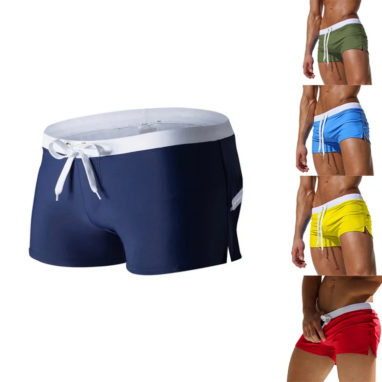 

Men's Swimsuit 10 Color Back Pocket Design Quick-drying Beach Men's Boxer Shorts Summer Swimming Trunks