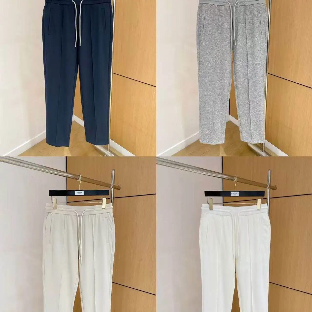 Italian clothing old money style BC business drawstring straight light casual pants