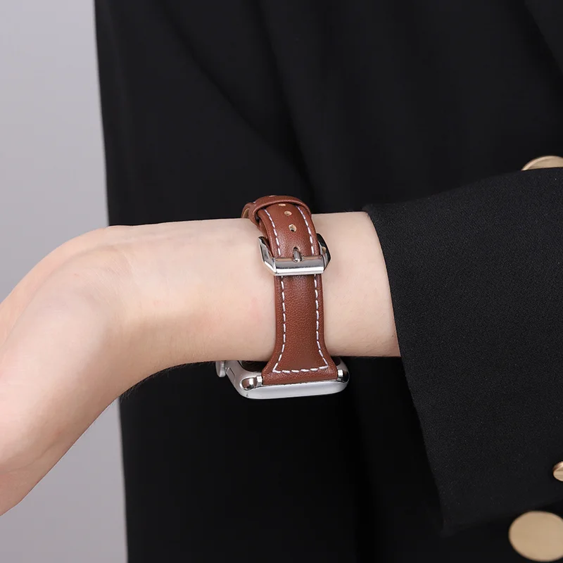 حزام جلدي نحيف + حافظة ماسية لساعة أبل سلسلة 11 10 9 8 7 6 5 SE Ultra iWatch band 42-46 مللي متر 41 مللي متر 40 مللي متر 44 مللي متر سوار نسائي