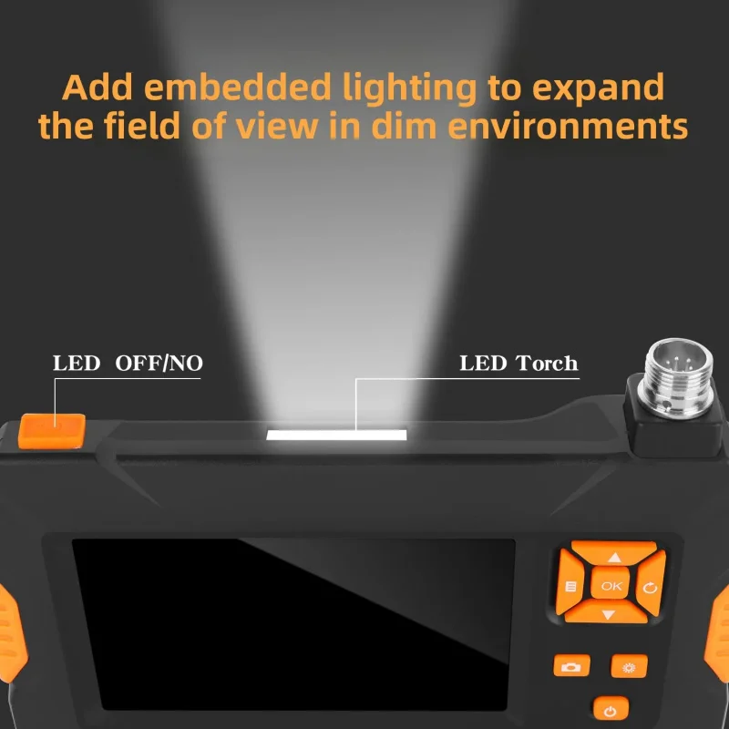 8mm HD IP67 Rated Sewer Pipe Industrial Endoscope with 8 LEDs and 43 Inch Screen for Car Engine Auto Repair Dual Camera