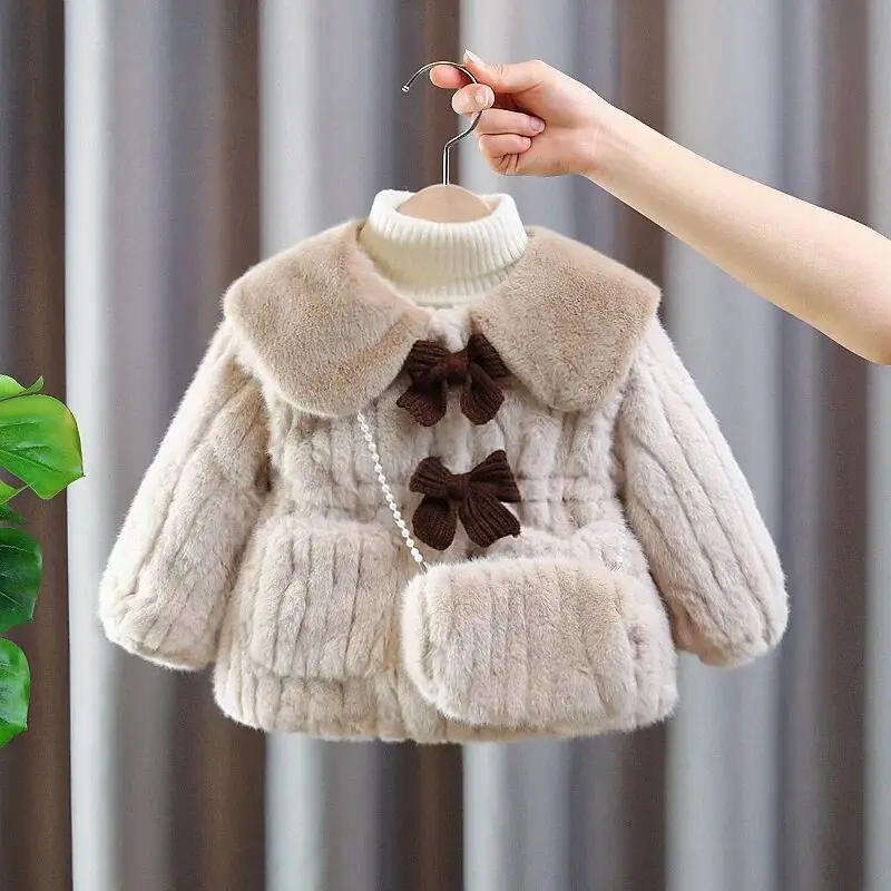 Girl Princess Imitation Fur Coat Winter Clothes for Children Warm Thick Coat for Baby Girls