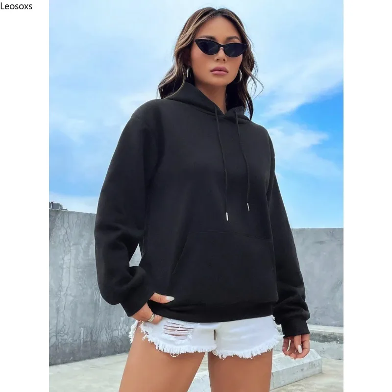 

Сплошной цвет, повседневная толстовка для женщин, креативная толстовка с карманами, универсальная уличная одежда, женские флисовые пуловеры унисекс