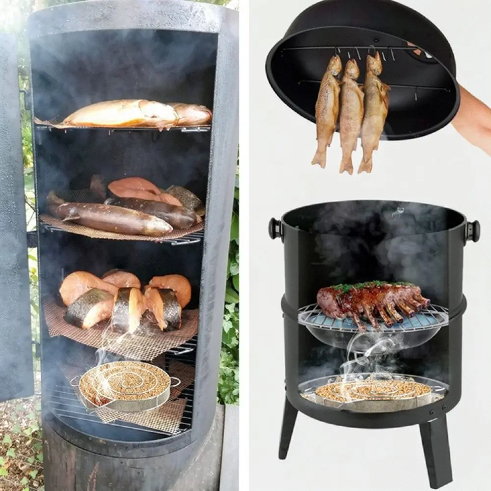 Durable Stainless Steel BBQ Smoking Tray Cold Smoke Generator For Outdoor Grilling Meat Infuser Portable Barbecue Accessory