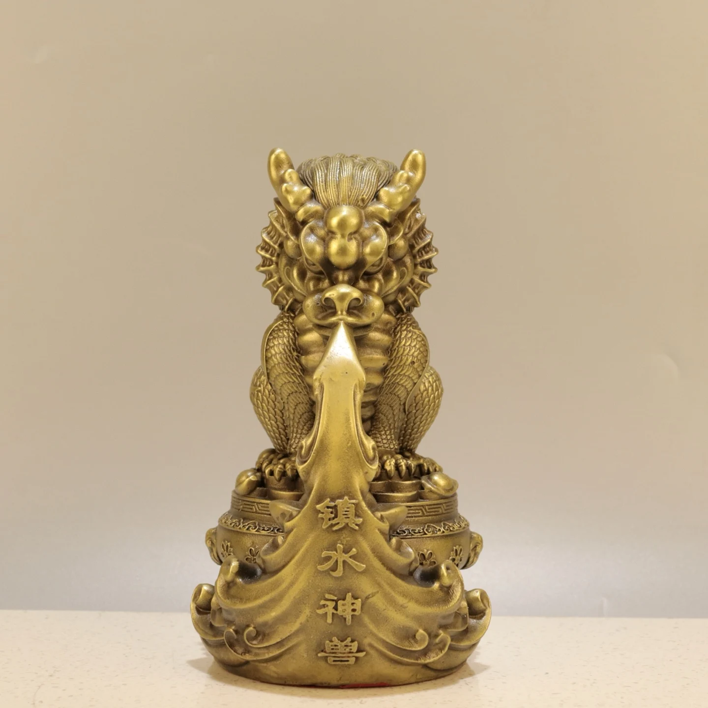 8 "مجموعة معبد التبت القديم النحاس باكسيا تجنب الوحوش المائية Zhenshui الوحش الإلهي دريك جمع الثروة تاون هاوس طرد الأرواح الشريرة