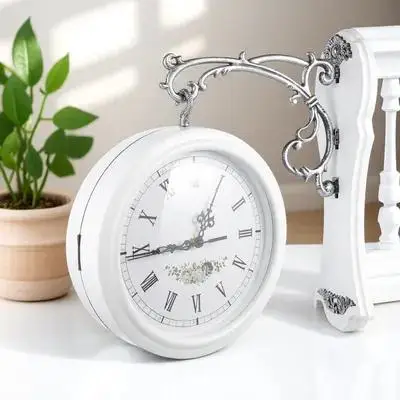 

Double Sided Wall Clock Decorative Silent Home Vintage Hanging Clocks Both Sides 360 Degree Rotation Practical Clear