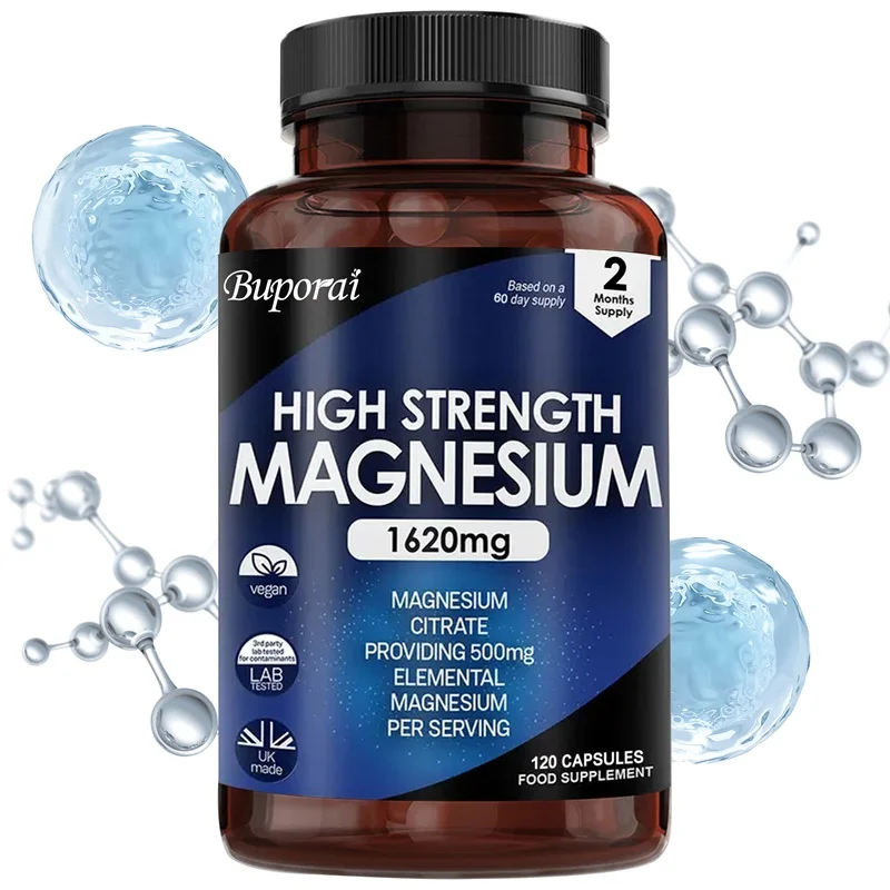 

High Strength Magnesium 1620mg - Promotes Bone and Muscle Health, Relieves Leg Cramps, Enhances Absorption, and Improves Sleep