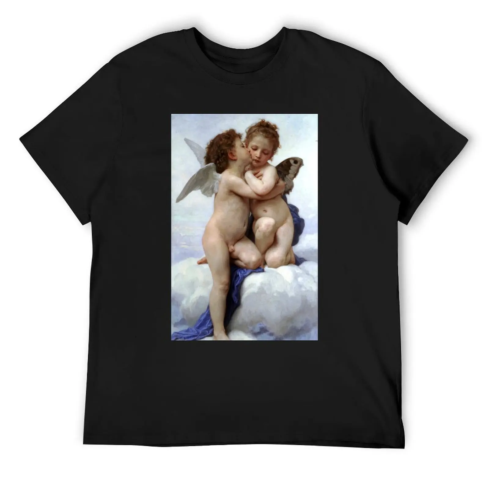 

The First Kiss - L'Amour et Psyché, enfants - William Adolphe Bouguereau T-Shirt summer clothes vintage anime shirt shirts men