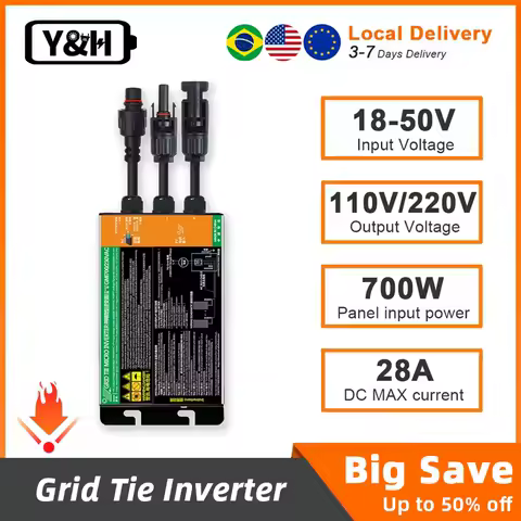 Y&amp;H Grid Tie Micro Inverter 700W 600W 500W 350W 300W MPPT Micro Inverter PV Input DC18V-60V Output AC110V 240V On Grid System