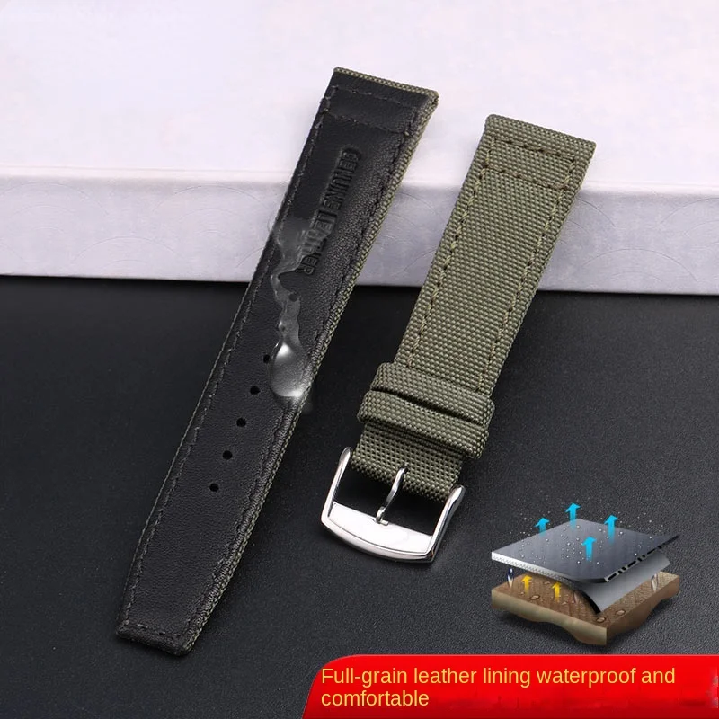 For Longines Conquest HydroConquest L2 L3 L4 IWC Watchband Nylon cowhide watch strap men'S 19mm 20mm 21m Blue Sports bracelet view 6