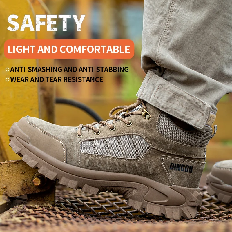 Men's Comfortable Work Shoes Breathable Woven Knit Shock Absorbing Sole Non-Slip Durable Lightweight for All-Day Wear