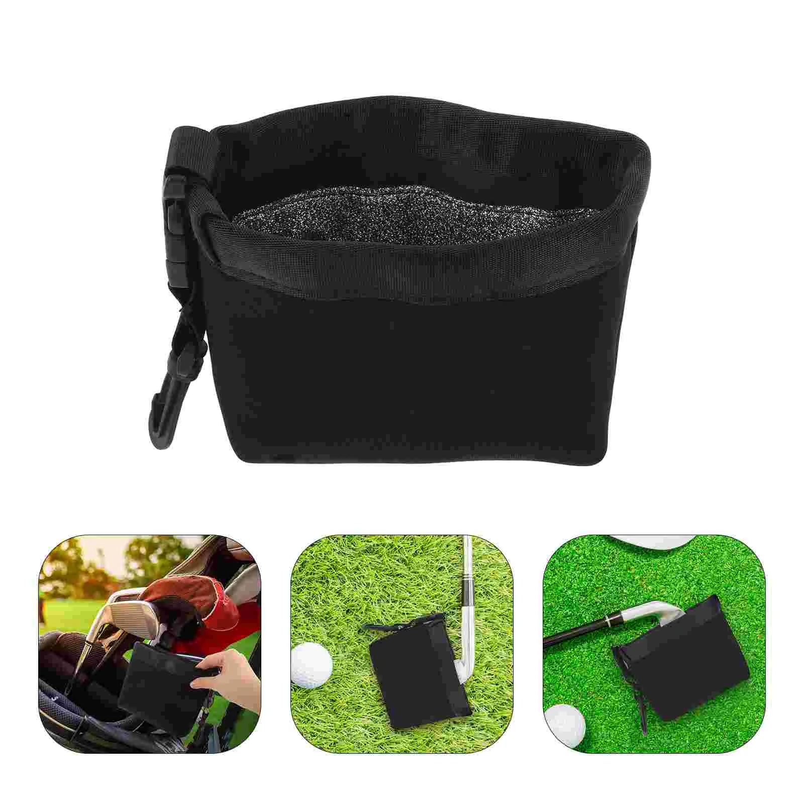 Golf Club Bag Face Cleaner Outdoor Accessories with Clip Balls Cleaning Pouch Cart Washer