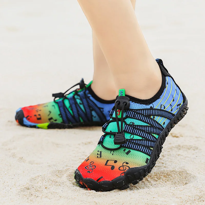 2024 Barefoot Shoes Kids Aqua Shoes Breathable Quick-drying Sneakers Beach Child Non-slip Slippers Soft Fit Heel Note sneakers