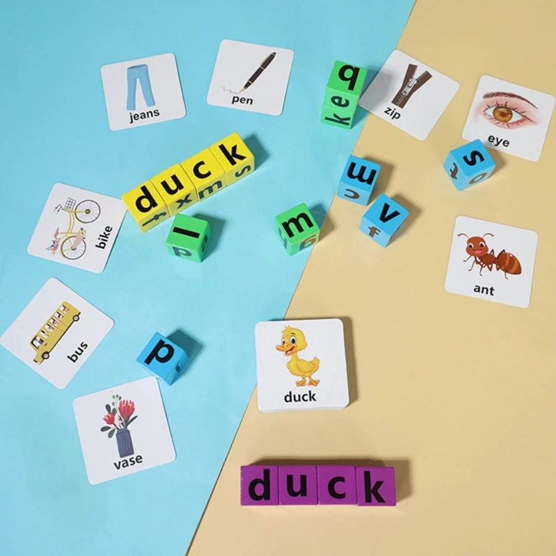 Wooden Spelling Words Game Kids Early Educational Toy for Children Learning D5QF