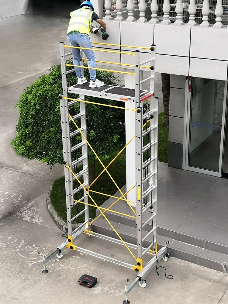 Alloy scaffolding movable telescopic scaffolding factory direct folding engineering ladder platform. Easy to install and operate