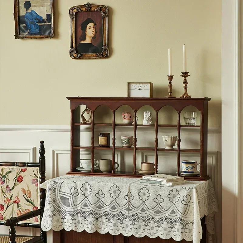 American Rubber Wood Cup Holder  Open-Space Storage Rack, Roman Arch Wall Cabinet, Smooth-Polished Bookshelf, and Display Shelf.