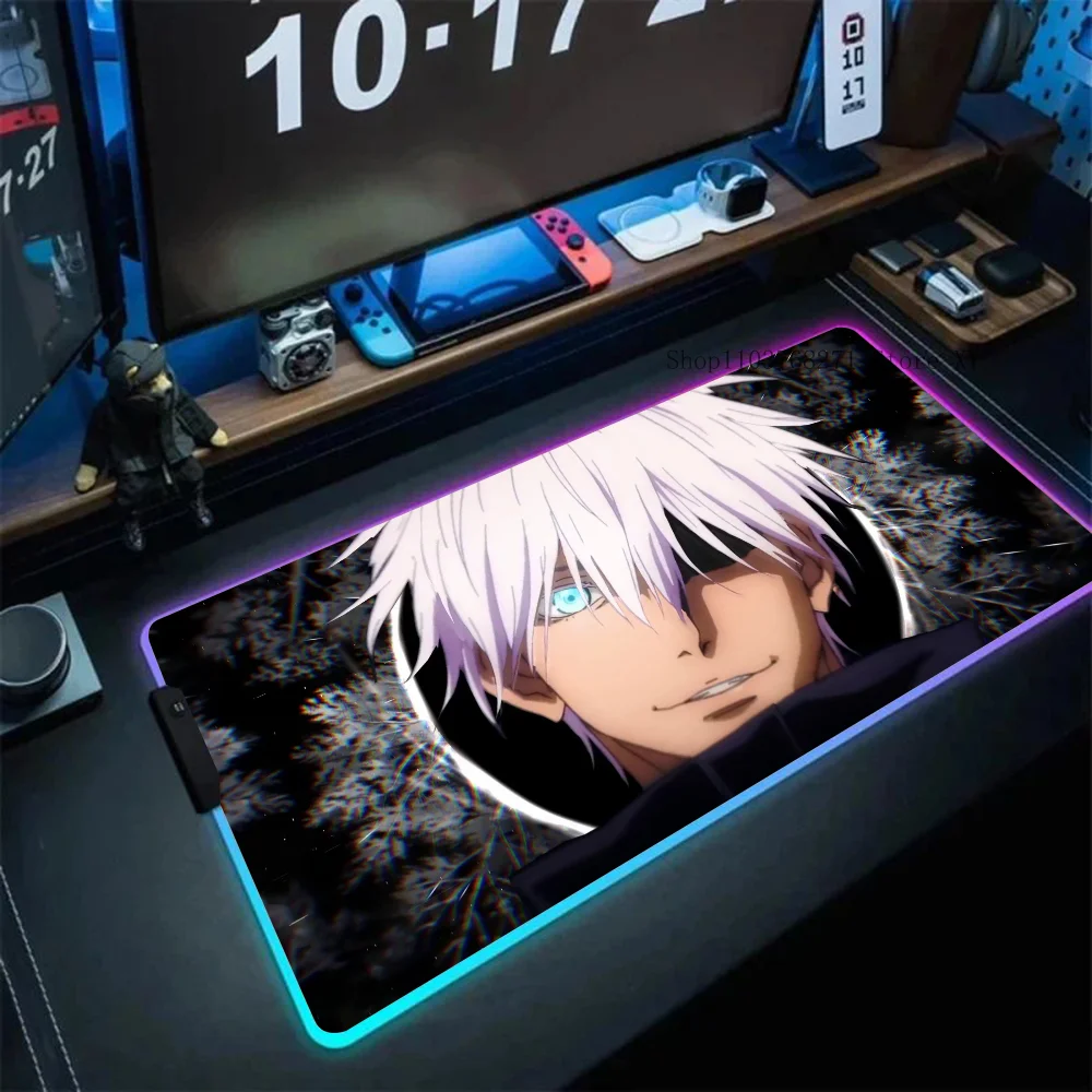 Satoru Gojo Jujutsu Kaisen Mousepad XXL RGB Gaming Mouse Pads HD Black Gamer Accessories Large LED